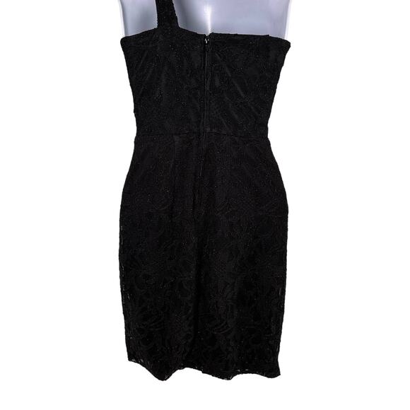 City Triangles Womens 3 Juniors Little Black Lace Jeweled One Shoulder Dress Zip - Picture 8 of 11